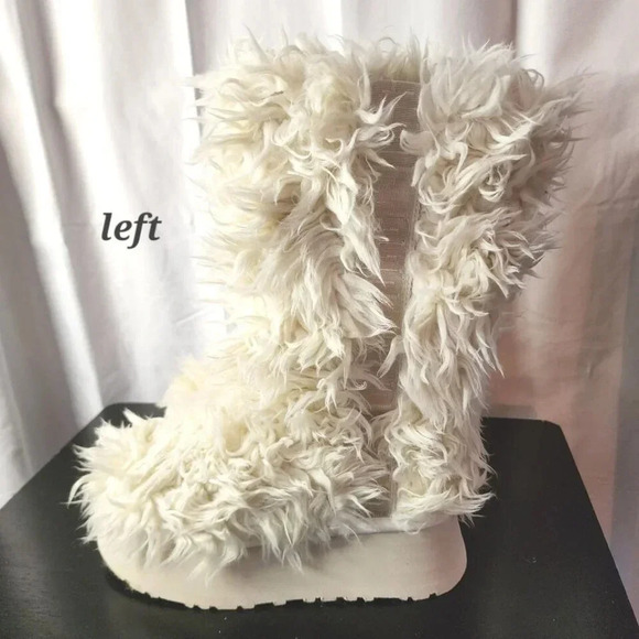 UGG WHITE FLUFF MOMMA SUGAR FAUX FUR PLATFORM BOOTS, US 5/ EUR 36 NEW - Picture 7 of 11